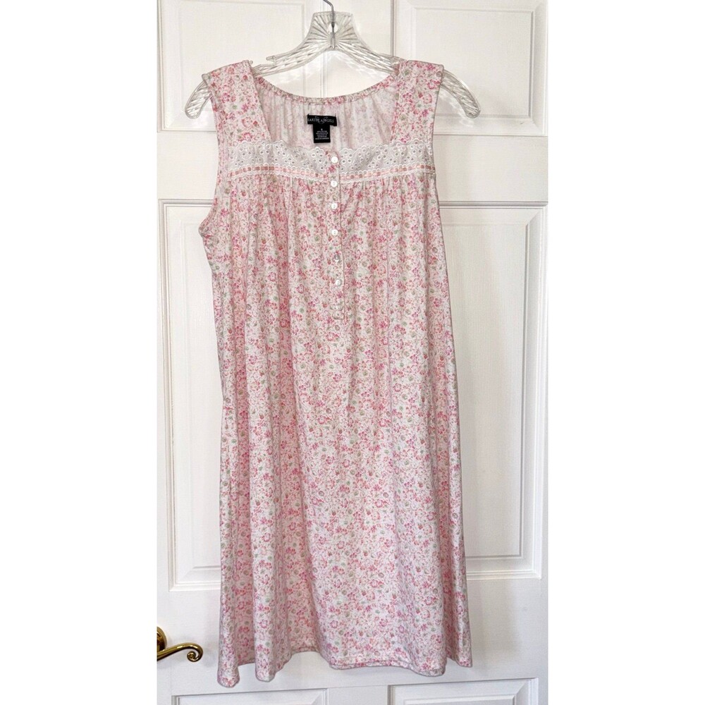 Earth Angels Cotton Blend Pink Floral Nightgown Small